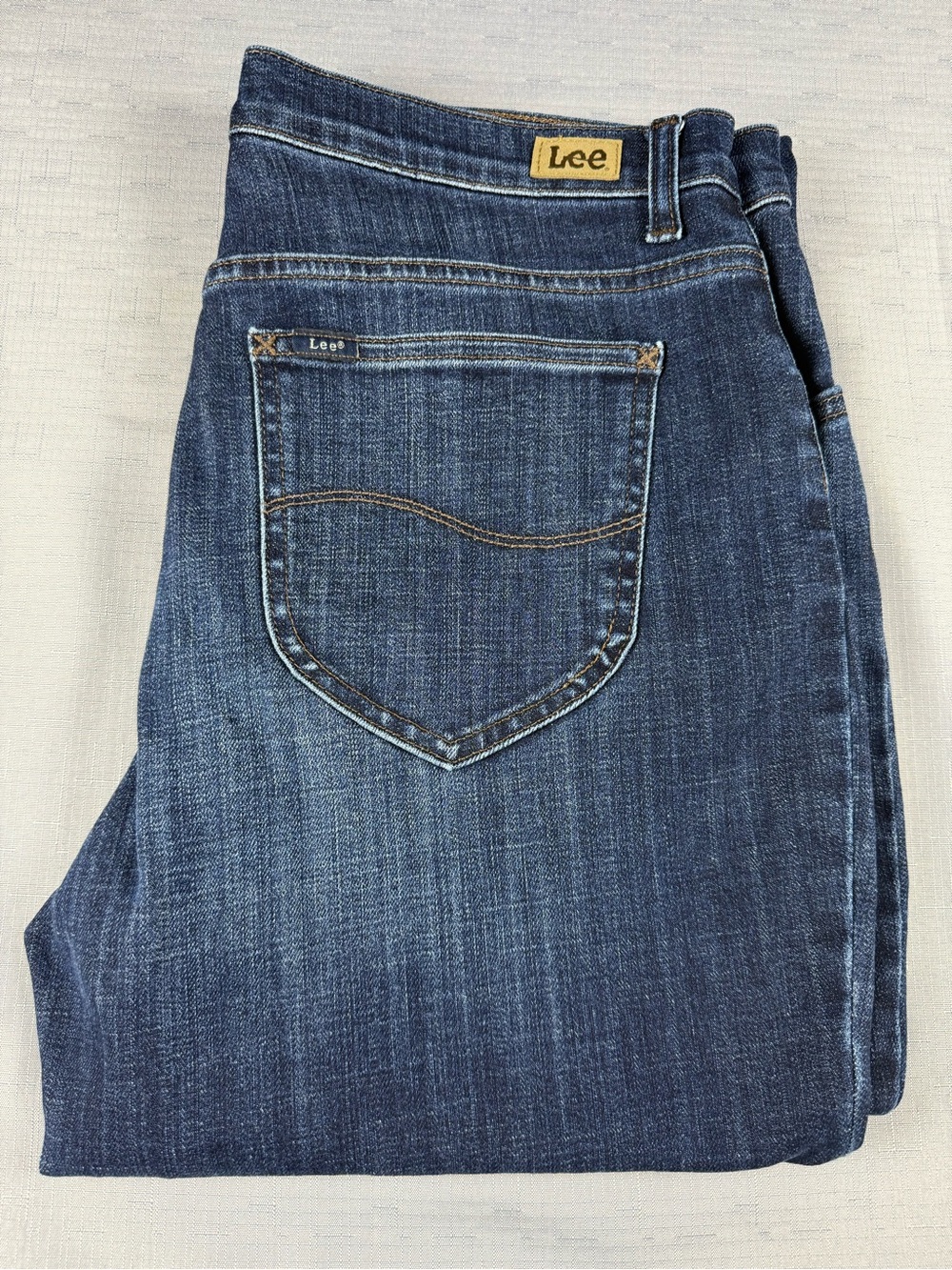 Lee Jeans Womens 14 Medium Blue Relaxed Fit‎ Straight Leg Mid Rise Denim 33x29